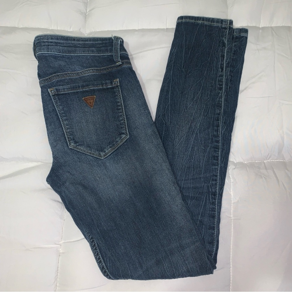 GUESS Classic Blue Jeans with Logo Patch